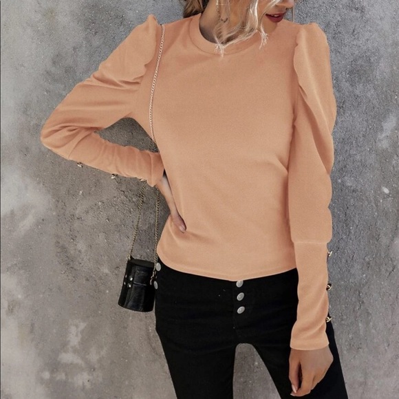 Button detail sleeve top mauve purple - Picture 12 of 16